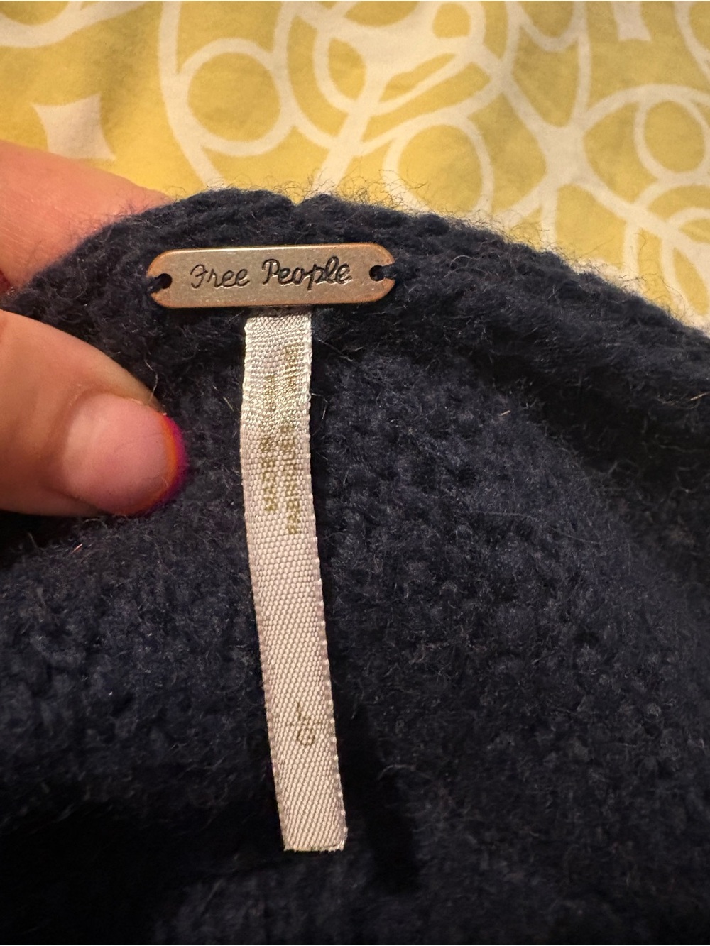 Free People Navy Blue Chunky Knit Button Cardigan - Picture 4 of 5